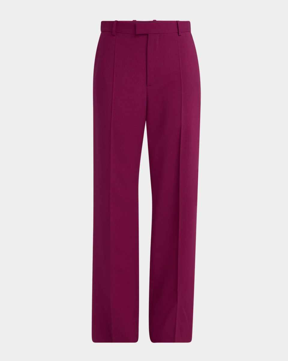 Fine Viscose-Silk Twill Straight-Leg Trousers